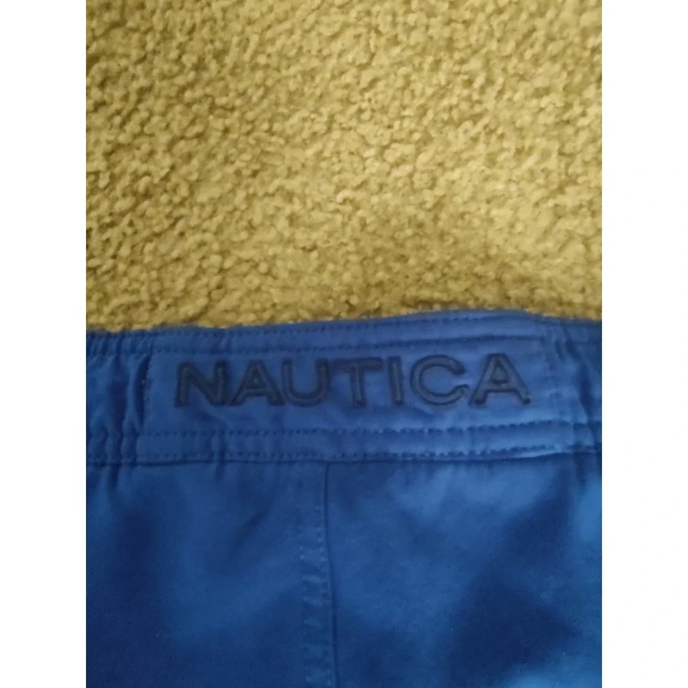 Nautica Board Shorts Men 32 Blue Excellent Cargo Pocket Lace Up Swim Trunks